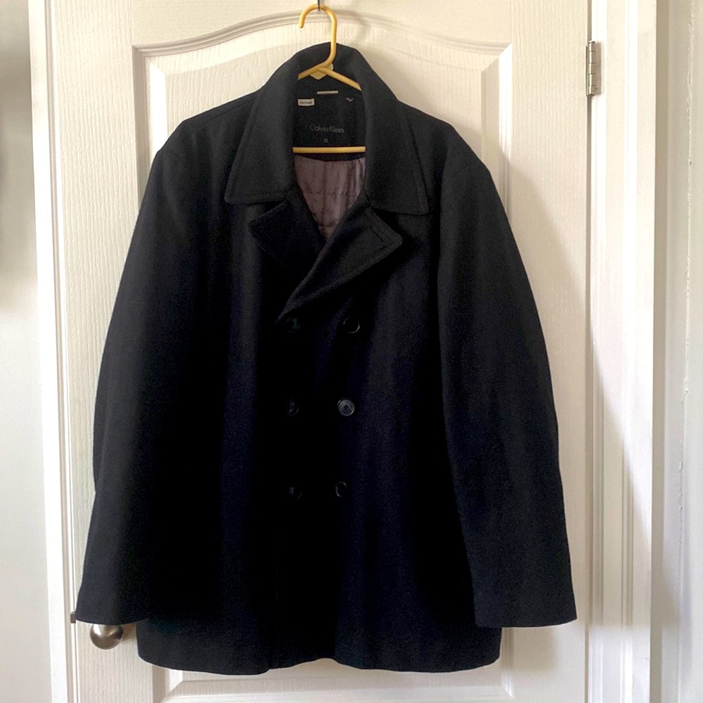 CALVIN KLEIN Double face wool blend  COAT WITH POCKETS AND INNER POCKETS